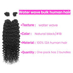 Human Braiding Hair for Boho Braids 2 Bundles 100g 28Inch Water Wave Human Hair Braiding Hair 12A Brazilian Virgin No Weft Hair Extensions for Bohemian Knotless Braids Bulk Human Hair for Braiding