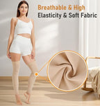 NURCOM 15-20 mmHg Compression Stockings for Women & Men, Footless Thigh High Compression Sleeves with Dot Silicone Band, Graduated Support Pressure Stockings-Ideal for Athletic, Medical, Travel Use