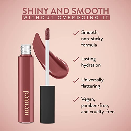 Mented Cosmetics Lip Gloss for Women Tinted Lip Balm Stain, Long Lasting Buildable Moisturizing Lipgloss Lipstick Topper, Made in USA, Cruelty Free Vegan Makeup, Mauve Over