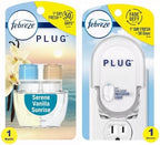 Febreze Odor-Fighting Fade Defy Plug Air Freshener Refill Serene Vanilla Sunrise (1 Refill) of 0.87 Fl Oz + Starter Kit