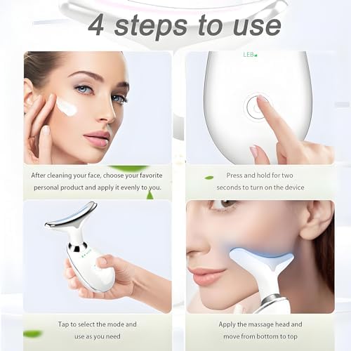 Facial and Neck Massager Red Light for Face Beauty 7 in 1 Color Led Facial Sculptor Device Neck Chin Sculptor Lifting Device Face Vibrating Massager Tool Wrinkle Remover