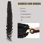 Goddess Box Braids Crochet Hair - 24 inch Crochet Box Braids Pre Looped 8 packs Boho Box Braids Crochet Hair Curly Ends,Bohomian Box Braid Crochet Hair for Black Women 1b