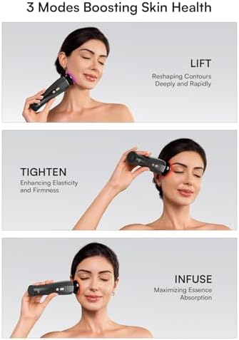 Microcurrent Facial Device, 3-in-1 Facial Massager Red Light Therapy Beauty Device for Face and Neck Skin Rejuvenation Lifting, Tightening, Infusing, Effective Wrinkle and Puffiness Reduction