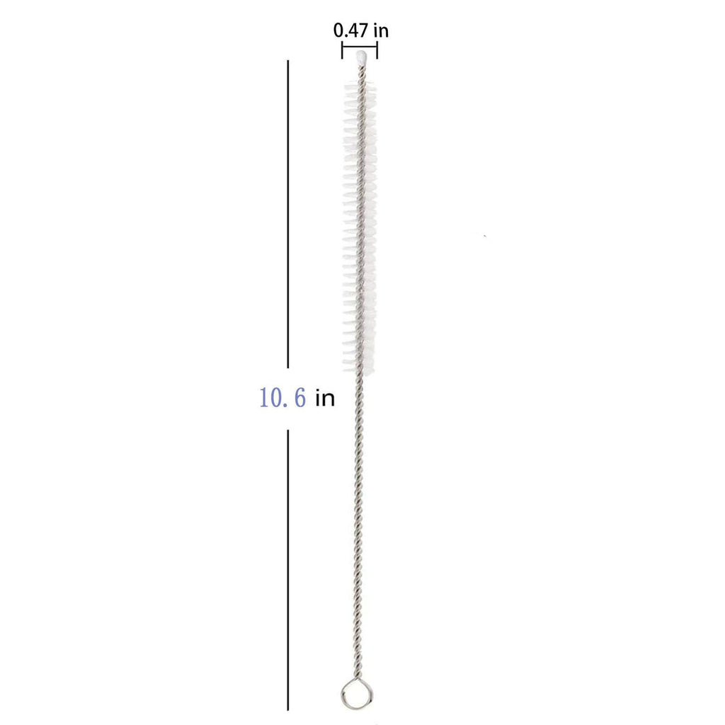 2 Pack Straw Cleaner Brush, Reusable Metal Handles Straw Cleaner Brush Extra Long for Stanley Mug 40, 30, 20 oz, 10mm Wide for Sippy Cup, Water Bottle and Tubes (Clear+Clear)