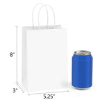 BagDream Gift Bags with Handles 5.25x3x8 Inch Small White 100 Pack Bulk