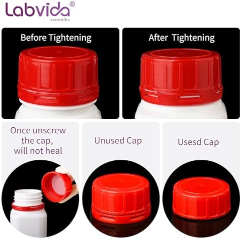 1 PC Lab Reagent Bottles with Red Tamper Evident Cap, 2000ml/67.6oz Wide Mouth Round Sample Storage Container Sealing Bottles for Classrooms, Storage at Home, or Laboratories, LVAP001