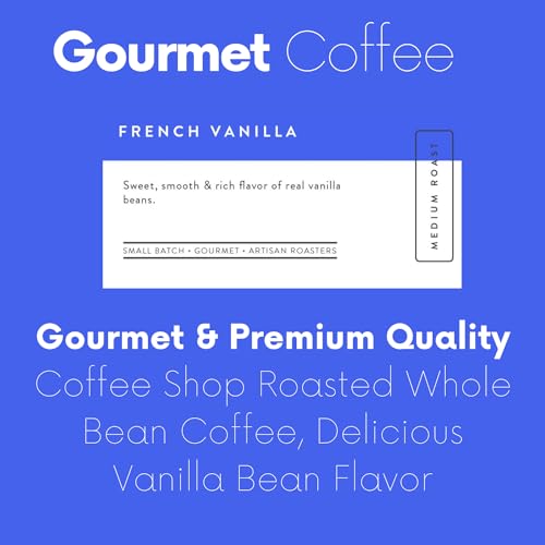 Sarasota Coffee Whole Bean French Vanilla | Medium Roast Gourmet Flavored Coffee Beans | Low Acid, Mold Free, Specialty Grade Bulk Coffee Beans | 5lb (80 oz)