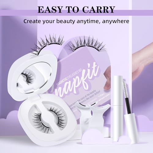 B&Qaugen Magnetic Eyelashes with Applicator Lashes Reusable Glue-Free Natural Look Cluster Kit Easy to Wear and Remove（M02）