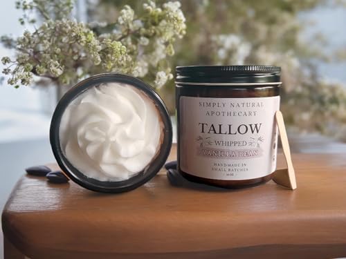 Tallow Balm - Whipped & Handmade - Moisturizing Face and Body Cream/Butter -Unscented - Hydrating - Vitamins A, D, E, K - Sensitive & Dry Skin - Grass Fed Cows, 16 ounce (Warm Vanilla)