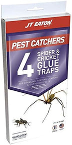 JT Eaton 844 Pest Catchers Spider & Cricket Glue Traps, Non-Toxic, Mess-Free Glue Trays for Small Pests, 4 Pack