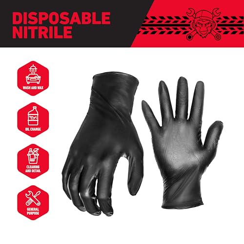 Grease Monkey Disposable Nitrile All Purpose Gloves, Pack of 100, X-Large, Black