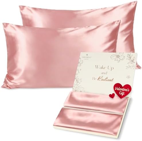 Yanibest Satin Pillowcase, Silk Pillow Cases for Hair and Skin with Zipper, Queen Pillow Cases Set of 2 for 20"x30", Exquisite Packaging for Women Men