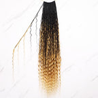 Crochet Boho Box Braids With Human Hair 1bT27# Honer Blonde Color Pre Looped Hair Goddess Box Braids With Human Hair Curly Full Ends Hair Extensions For Women 18inch 2 Pack(80 Strands)
