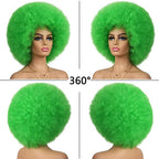 G&T Wig 70s Afro Green Wigs for Women Glueless Wear and Go Wig Costume Cosplay Disco Funny Wigs Heat Resistant Bouncy Wigs Short Afro Kinky Curly Wigs for St. Patrick's Day Party(Green)