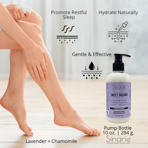 Sweet Dreams Magnesium Lotion - 10 oz | Hydrating & Soothing Body Lotion for All Skin Types | Natural Magnesium Enriched Moisturizer (10 oz., Lavender + Chamomile)