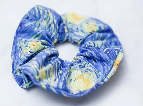 Van Gogh Starry Night Painting Scrunchies Hair Ties with Box & Custom Name Tag