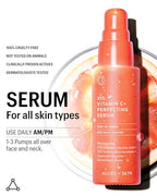 Allies of Skin 35% Vitamin C+ Perfecting Serum: Tetrahexyldecyl Ascorbate + Ethylated L-Ascorbic Acid, Glutathione, Superoxide Dismutase. Waterless, Antioxidant. Brightens & Plumps 1 oz / 30 ml