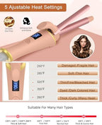Mini Curling Iron Wand for Short Hair, Ukliss Travel Friendly Dual Voltage Mini Hair Curler, Ceramic Curling Wand for Versatile Styling, Portable and 60 Mins Auto-Off, 5 Heat Settings, Pink 1/2 inch