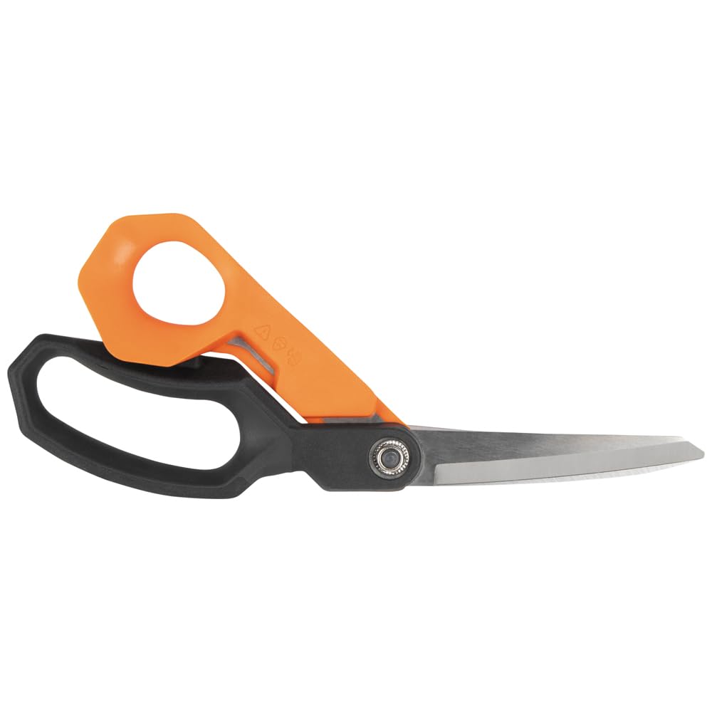 Klein Tools B2110 Heavy Duty Scissors, Multipurpose Offset Utility Shears for Cutting Cardboard, Leather, Carpet and More, Stainless Steel, 10-Inch