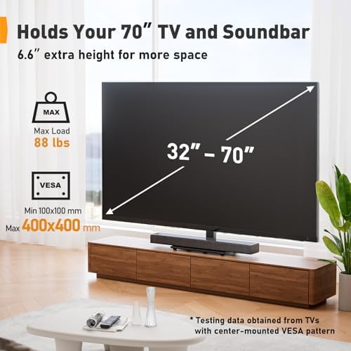 Perlegear Universal Swivel TV Stand Base for 32–70 inch TVs, Height Adjustable Table Top TV Stand Mount with Tilt, Tempered Glass Base, Holds up to 88 lbs, Max VESA 400x400mm, PGTVS26