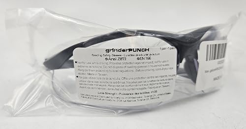 grinderPUNCH Full Lens Magnification Safety Glasses Readers ANSI Z87 Impact Resistant Diopter Magnifying Reading Glasses (+2.00 Diopter)