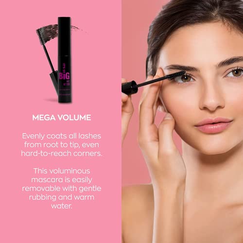 Elizabeth Mott Black Volumizing Smudge-Proof Cruelty Free Lengthening Fiber Mascara Set with Hourglass Wand, Water-Resistant, Safe for Eye Lash Extensions, Travel-friendly, Mini Trio Set, 4 ml x 3