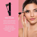 Elizabeth Mott Black Volumizing Smudge-Proof Cruelty Free Lengthening Fiber Mascara Set with Hourglass Wand, Water-Resistant, Safe for Eye Lash Extensions, Travel-friendly, Mini Trio Set, 4 ml x 3
