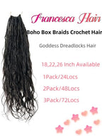 Pre-looped Crochet Boho Faux Locs with Human Hair body wave Ends Boho Hair Braids Goddess Dreadlocks Hair for Black Women Natural Color 18 Inch (Pack of 3)