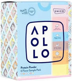 Unico Apollo Protein Powder Samples Variety Pack | Try 6 Flavors in 1 | Convenient Single-Serving Pouches | Non-Chalky Texture | 100% Grass-Fed Whey, Casein and Egg White Protein Formula