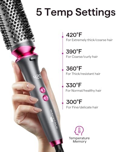 Wavytalk Pro Curling Brush Set, Bilateral Negative Ion Thermal Brush with 3 Sizes Detachable Brush, Dual Voltage Hot Brush Styler One-Step Shiny Blowout Look, Dark Grey