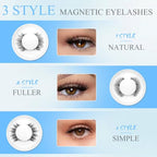 Ginani magnetic lashes,Magnetic Eyelashes Natural Look,Magnetic Eyelashes with Applicator,Reusable Magnetic eyelashes,No Glue Needed Magnetic Eyelashes Magnetic Lashes Kit（Natural+Simple+Fuller）