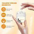 Beef Tallow for Skin, Moisturizer Cream, Nourishing and Hydrating Skin, Organic Beef Tallow & Honey Balm for Skin,Natural Grass-Fed Beef Tallow Cream with Raw Honey for All Skin Care (1 PCS,60g)