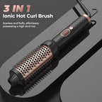 IUI Beauty Thermal Brush, 3-in-1 Pro Negative Ion Two PTC Heaters Thermal Brush, IUI Beauty Perfect Style in 30 Seconds, Snag-Free bristles for a Smooth, Seamless Glide, Up to 410°F (Pink)