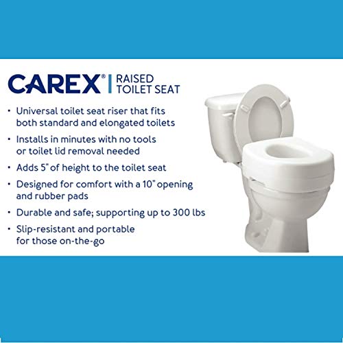 Carex Toilet Seat Riser, 5.5 Inch, Toilet Seat Risers for Seniors, Raised Toilet Seat, Supports 300lbs, Slip-Resistant, Toilet Riser, Elevated Toilet Seats