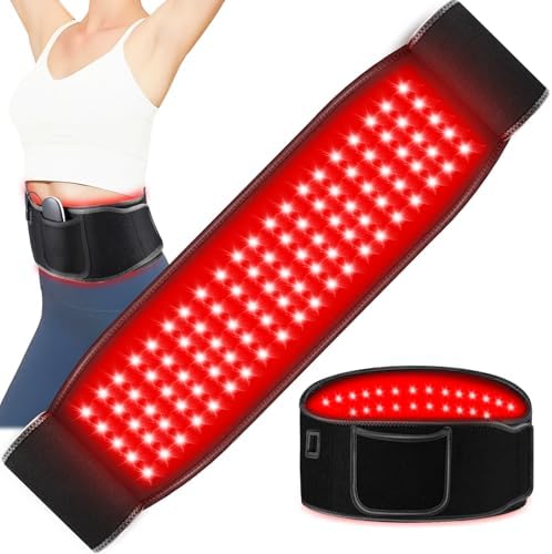 Red Light Therapy for Body, 660nm&850nm Red Light Therapy Belt, 5 Gears 9 Timers Remote Control, Near Infrared Light Therapy Belt Wrap with Pulse for Back Waist Muscle Pain Relief