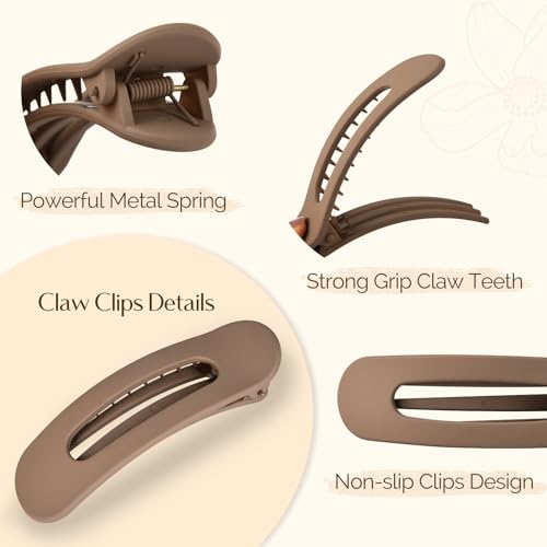 Yanibest 5 Pcs Flat Hair Clips - Stylish Lay Flat Claw Clips for All Hair Types,Multi-Styles Matte Non-slip Hair Clips for Women Girls Wedding Prom Party Hair Decorations