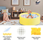 Ball Pit for Toddlers 35.43''x11.81 Baby Ball Pits Soft Memory Foam Ball Pit Round Kids Play Ball Pool Ideal Gift for Girls and Boys (Yellow, NO Balls)