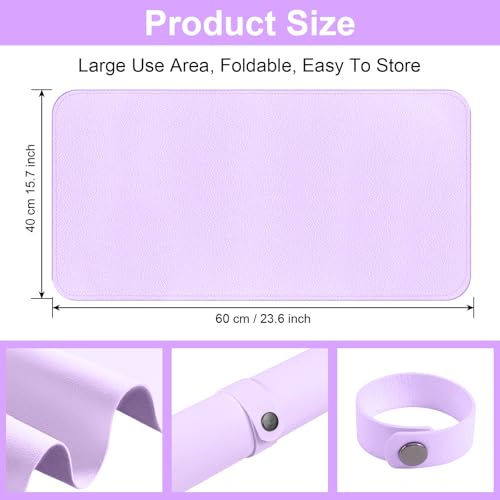 Nail Art Table Mat,Foldable Nail Arm Rest Pad for Nails,Soft Microfiber PU Leather Nail Mat for Table,Waterproof Manicure Pad,Nail Table Pad for Nail Technician Salon Home-Purple