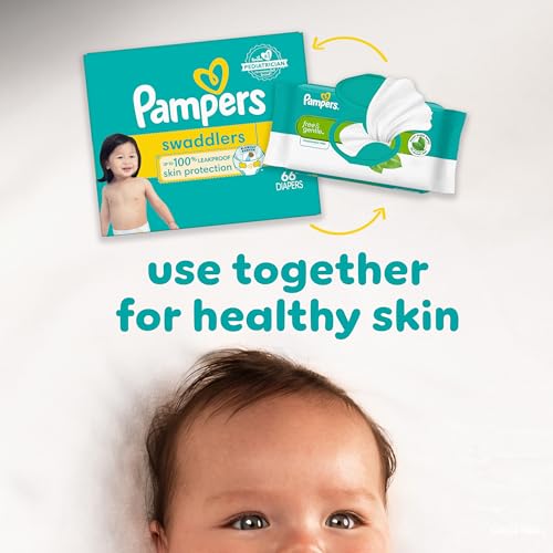 Pampers Baby Wipes, Free & Gentle, Hypoallergenic and Unscented Wipe, 100% Plant Based, Plastic-Free for Babies, 624 Total (8 Flip-Top Packs)