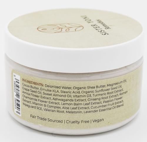 Magnesium Bedtime Butter with Lavender, Valerian Root, Vitamin D3 & Melatonin - Calming Natural Topical Magnesium Lotion - Handcrafted in Small Batches in the USA
