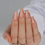 BTArtbox Press on Nails Coffin - Gold Rose French Tips Press On Nails Short for Women, Cat Eye Nail Tips, Glitter Fake Nails with Glue, Glue On Nails in 16 Sizes - 30 Nail Kit, Gold Dust