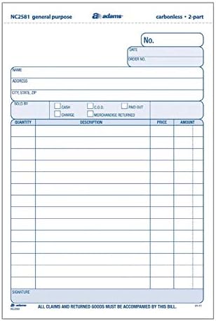 Adams General Purpose Unit Sets, 5.67 x 8.5 Inches, 2-Part, Carbonless, White/Canary, 400 Sets per Pack (NC2581)