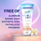 Secret Whole Body Deodorant Cream for Women, Peach & Vanilla Blossom Scent, Aluminum Free Deodorant, 72 HR Odor Protection, 3.0 oz
