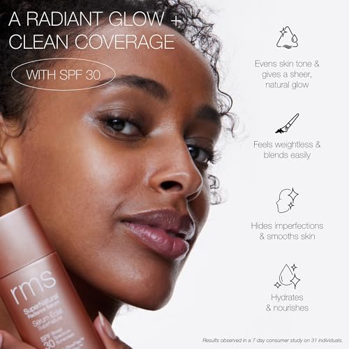 RMS Beauty SuperNatural Radiance Sunscreen SPF 30 - Tinted Sunscreen for Face, Tinted Mineral Sunscreen for Face Tinted SPF Skin Tint with SPF Makeup