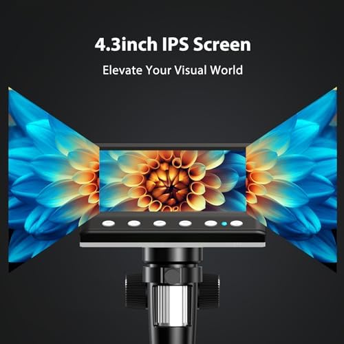 Hayve 4.3'' IPS Coin Microscope, 1000X Magnification Digital Microscope for Adults，Coin Collection Supplies with 8 Adjustable LEDs，Windows Compatible，32GB TF Card