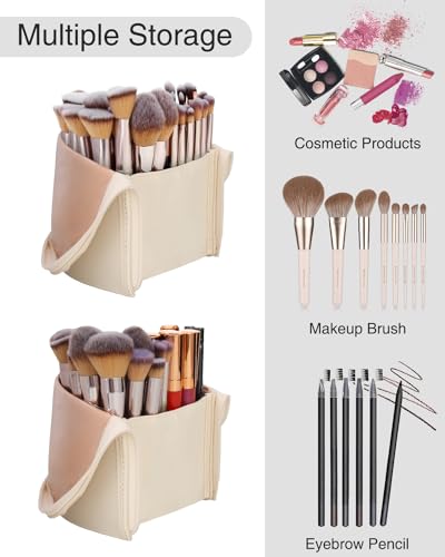 Makeup Brush Case Travel Makeup Brush Holder Portable Makeup Brush Bag Professional Cosmetic Bag Artist Storage Bag Essentials Stand-up Foldable Makeup Cup