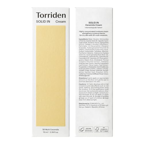 Torriden SOLID IN Ceramide Cream 70ml (2.36 fl. oz.) | Ceramide Moisturizer for Healthy Skin Barrier, Soothing, Nourishing | 5 types of Ceramide, Allantoin, Panthenol