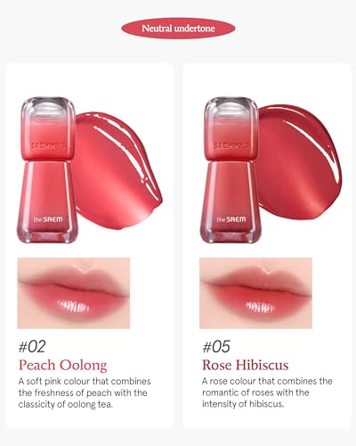 THESAEM Saemmy's Ade Shot Tint (02, 05) - Korean Lip Titnt, Water Gel Lip Stain with Plump Glowy Moisturizing Finish, Buildable Radiant Gloss, Long-Lasting Comfort, 0.1 fl.oz.