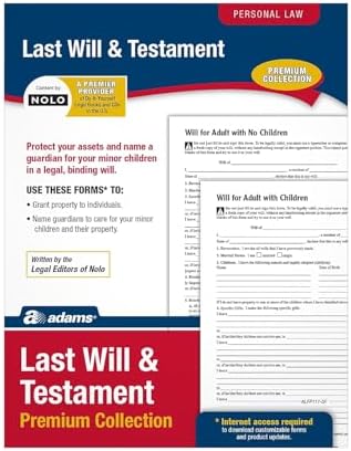 Adams Last Will and Testament with Forms and Instructions (ALFP117),White, 8.5 x 0.12 x 11 inches.