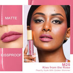 Oulac Matte Liquid Lipstick 2 PCS Set, Long Lasting Lipstick Waterproof Lip Stain, No Transfer, Creamy High Pigmented Formula with Rose Oil, Vegan [M09+M25]